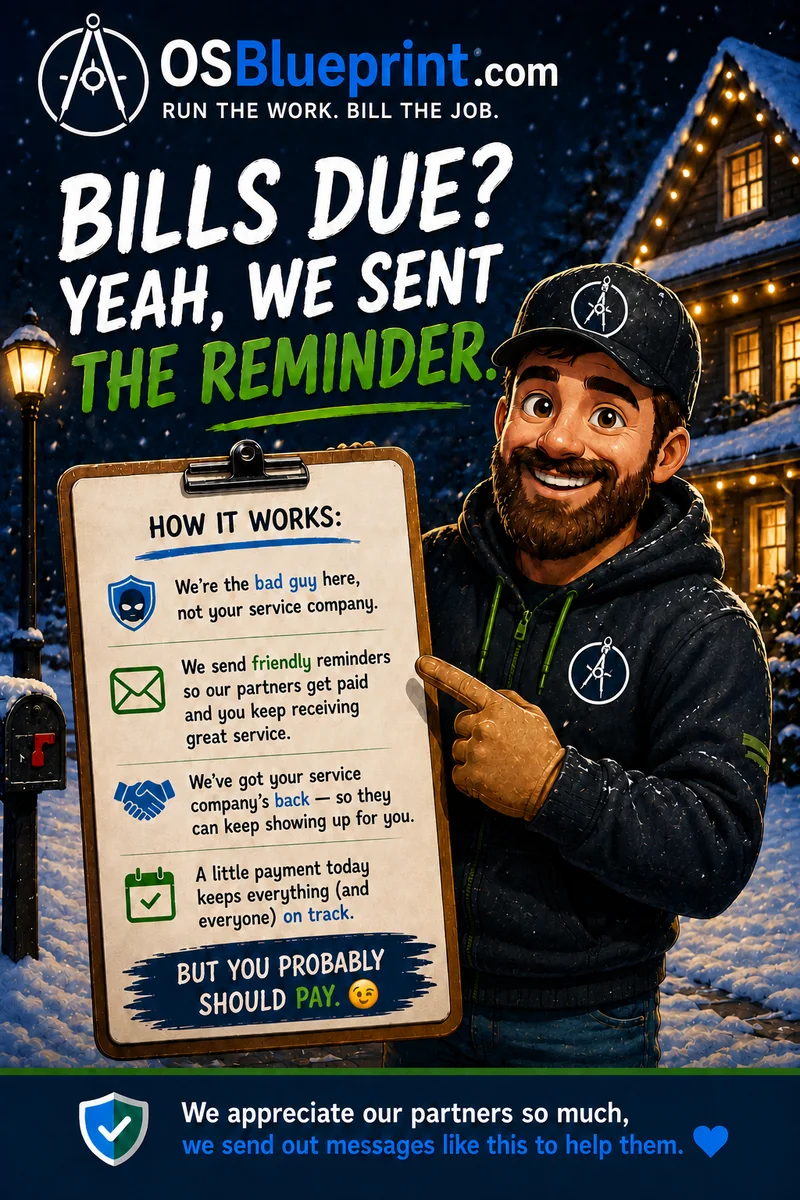 A friendly illustrated overdue-invoice reminder