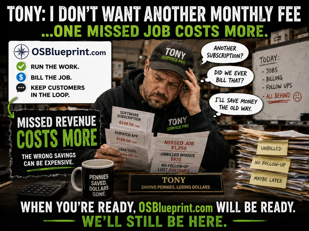 OSBlueprint illustration for the common objection: I Don't Need Another Monthly Fee.