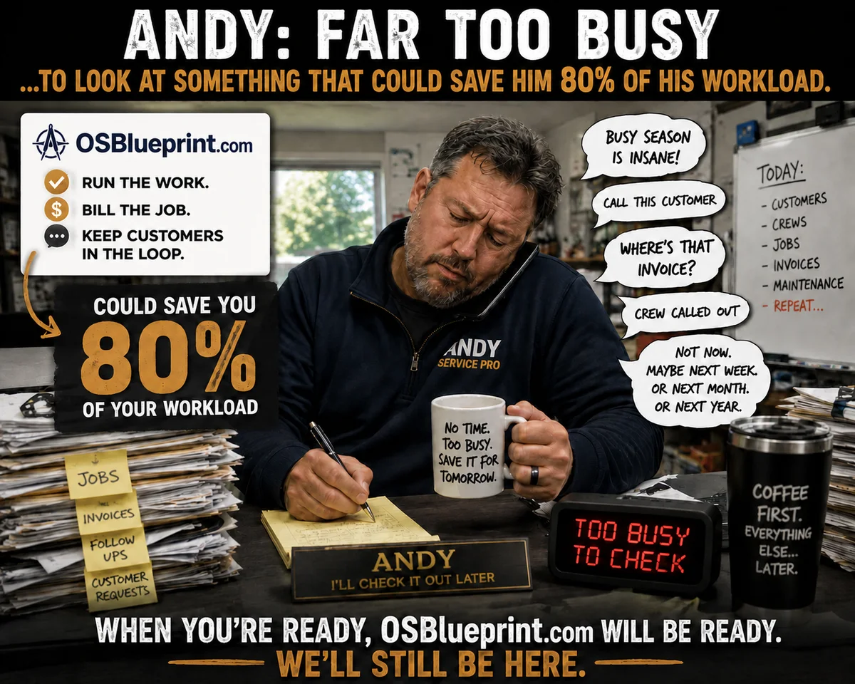 OSBlueprint illustration for the common objection: Too Busy.