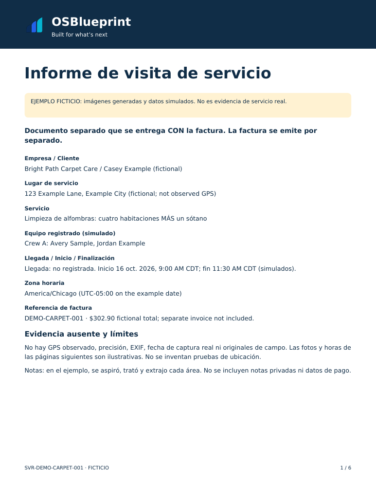 Un registro profesional que el cliente puede conservar.
